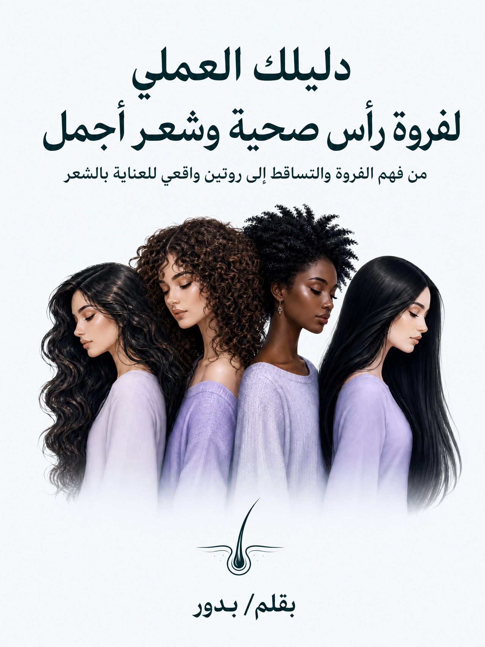 غلاف كتاب دليلك العملي لفروة رأس صحية وشعر أجمل، بقلم بُدور